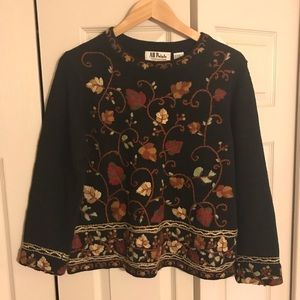 ❄️☃️Beautiful crewel embroidered sweater sz. M by Reference Points! Ramie/cotton